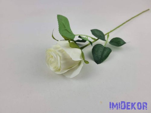 Bimbós rózsa szálas selyemvirág 52cm - Törtfehér