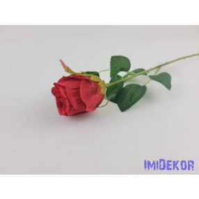 Bimbós rózsa szálas selyemvirág 52cm - Piros