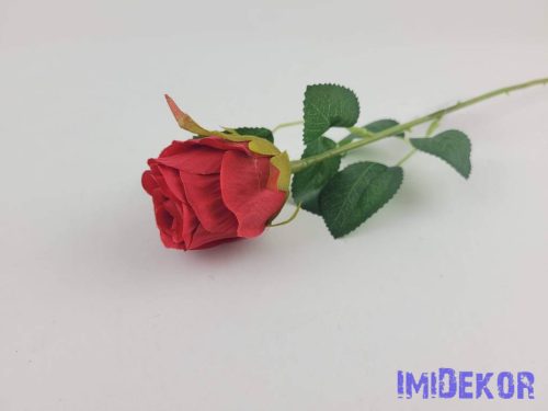 Bimbós rózsa szálas selyemvirág 52cm - Piros