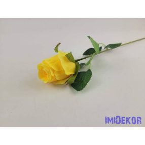 Bimbós rózsa szálas selyemvirág 52cm - Sárga