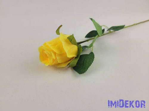 Bimbós rózsa szálas selyemvirág 52cm - Sárga