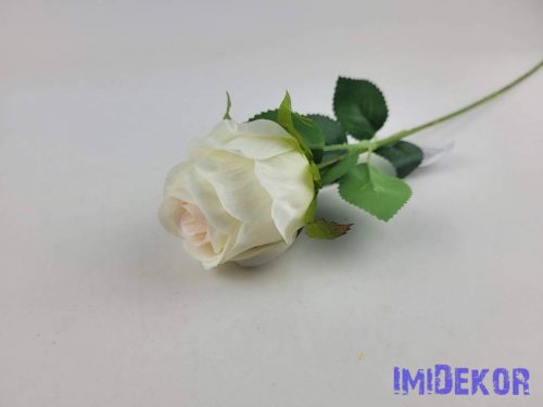 Bimbós rózsa szálas selyemvirág 52cm - Krém-Rózsaszín középpel