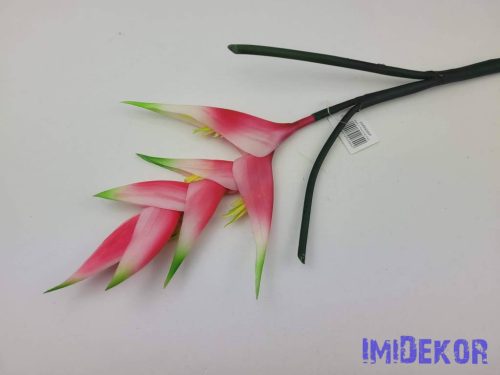 Heliconia / Rákollóvirág élethű gumis 86 cm - Sötét Rózsaszín
