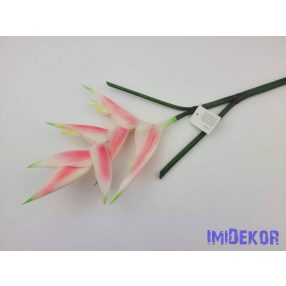   Heliconia / Rákollóvirág élethű gumis 86 cm - Világos Rózsaszín