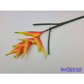 Heliconia / Rákollóvirág élethű gumis 86 cm - Narancsos