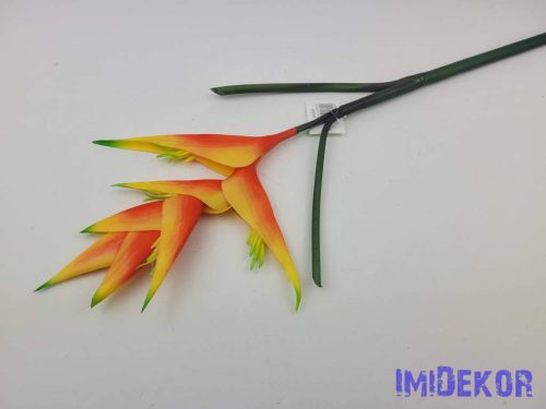 Heliconia / Rákollóvirág élethű gumis 86 cm - Narancsos