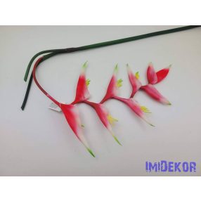   Heliconia / Rákollóvirág élethű gumis csüngős 86 cm - S. Rózsaszín