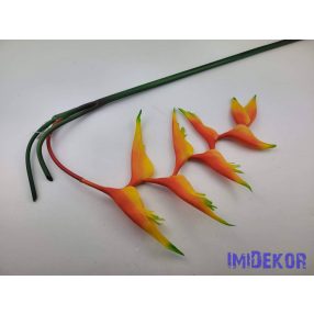   Heliconia / Rákollóvirág élethű gumis csüngős 86 cm - Narancsos