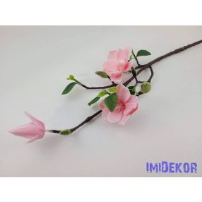 Magnólia ág 2v+1b 49cm - Babarózsaszín