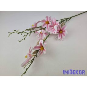 Magnólia 9 fejes ág 90cm - Fehér-Rózsaszín