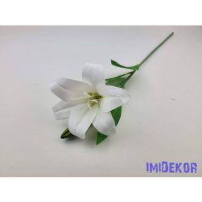 Liliom szálas gumis művirág 47cm - Fehér