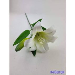 Liliom szálas gumis művirág 47cm - Törtfehér