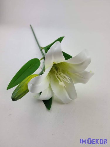 Liliom szálas gumis művirág 47cm - Törtfehér