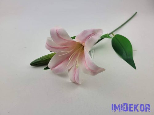 Liliom szálas gumis művirág 47cm - Halvány Rózsaszínes