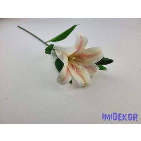   Liliom szálas gumis művirág 47cm - Krém-Rózsaszín Cirmos