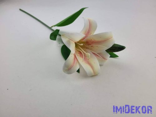 Liliom szálas gumis művirág 47cm - Krém-Rózsaszín Cirmos