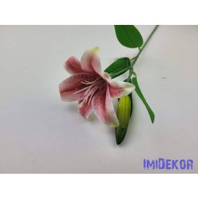 Liliom szálas gumis művirág 47cm - Sötét Rózsaszín