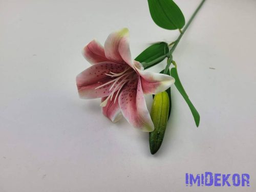 Liliom szálas gumis művirág 47cm - Sötét Rózsaszín