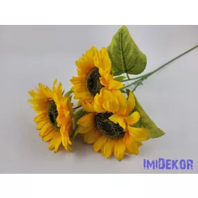 Napraforgó 3 fejes szálas selyemvirág 63cm