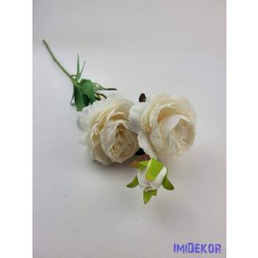 Boglárka 2fej+1bimbó szálas selyemvirág 60cm - Krém