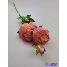   Boglárka 2fej+1bimbó szálas selyemvirág 60cm - Krém-Rózsaszín