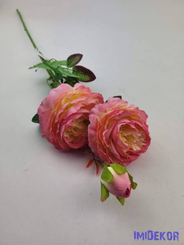 Boglárka 2fej+1bimbó szálas selyemvirág 60cm - Krém-Rózsaszín