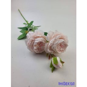  Boglárka 2fej+1bimbó szálas selyemvirág 60cm - Babarózsaszín