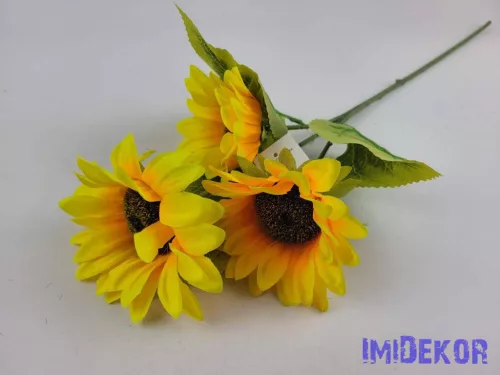 Napraforgó 3 fejes szálas selyemvirág 56cm