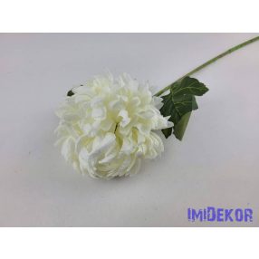 Krizantém szálas selyemvirág D14cm M54cm - Törtfehér