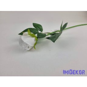 Bimbós rózsa szálas bársonyos 49cm - Fehér