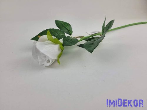 Bimbós rózsa szálas bársonyos 49cm - Fehér