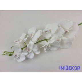 Orchidea 9 vegyes fejes ág 102cm - Fehér