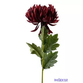 Krizantém szálas selyemvirág 67 cm D11cm - Bordó