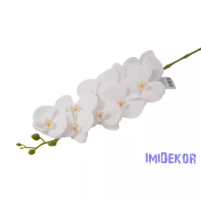 Orchidea ág gumírozott eres selyem 90cm - Fehér