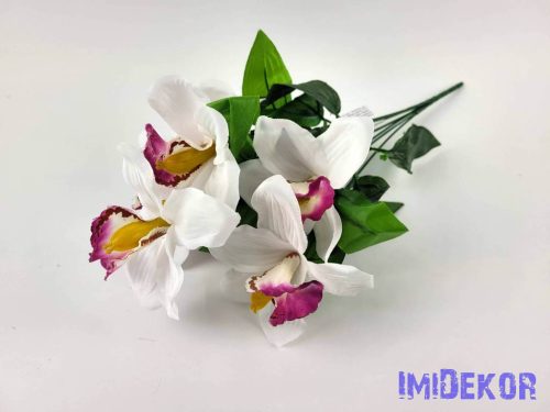 Orchidea 7 ágú selyem csokor 45 cm - Fehér