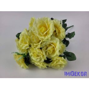 Rózsa 18 ágú selyem csokor 51 cm - Vajsárga