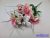 Dália-Orchidea 7 ágú selyem csokor fűszálakkal 49cm - Rózsaszín
