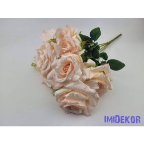 Rózsa 9 ágú selyemvirág csokor 49 cm - Barack