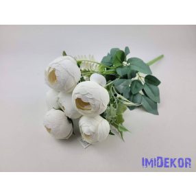 Boglárka 7 ágú selyemvirág csokor 42 cm - Törtfehér