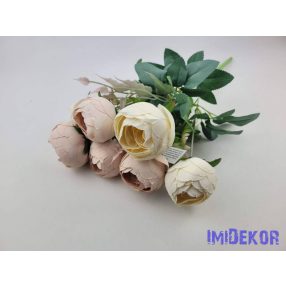 Boglárka 7 ágú selyemvirág csokor 42 cm - Krém-Barack