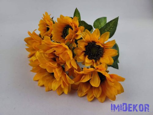 Napraforgó 7 ágú selyemvirág csokor 42 cm