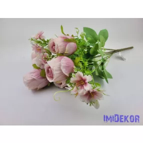 Rózsabimbó 9 ágú selyem csokor 44cm - Rózsaszín