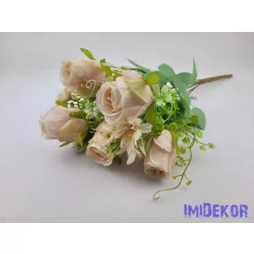 Rózsabimbó 9 ágú selyem csokor 44cm - Barack