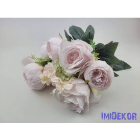   Rózsa-peónia 9 ágú selyemvirág csokor 47cm - Rózsaszín