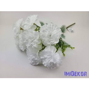 Szegfű 7 ágú 14 fejes selyem csokor 46cm - Fehér