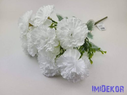 Szegfű 7 ágú 14 fejes selyem csokor 46cm - Fehér