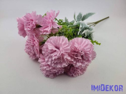 Szegfű 7 ágú 14 fejes selyem csokor 46cm - Rózsaszín