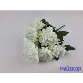 Krizantém 7 ágú selyemvirág csokor 30cm - Krém