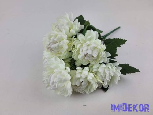 Krizantém 7 ágú selyemvirág csokor 30cm - Krém
