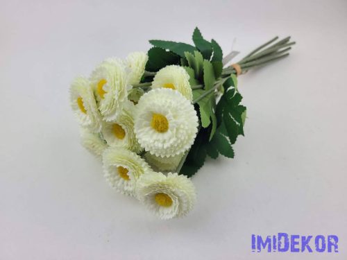 Százszorszép 9 szálas selyemvirág köteg 31cm - Törtfehér